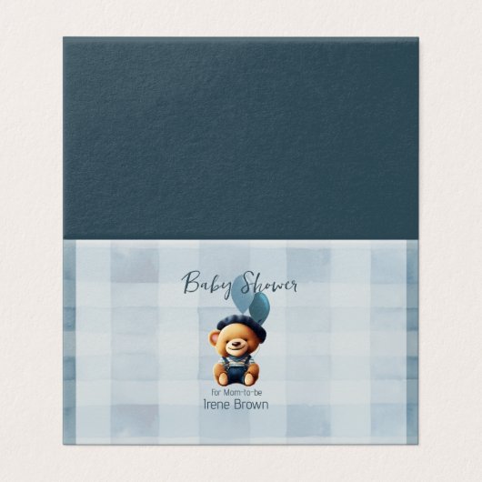 Teddybeer Jean Baby shower Blue Enclosure Kaart (Buitenkant ongevouwen)