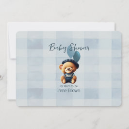 Teddybeer Jean Baby shower Blue Invitation Kaart
