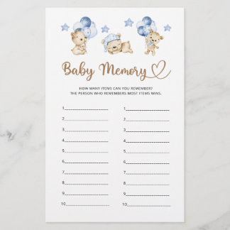 Teddybeer jongen baby shower Baby Geheugen