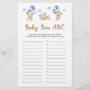 Teddybeer jongen baby shower Baby Item ABC Spel