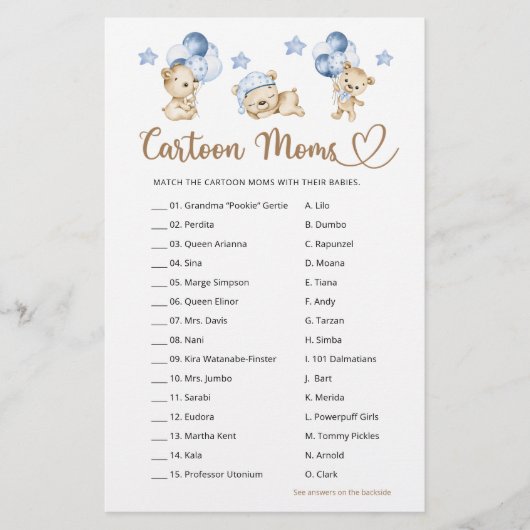 Teddybeer jongen baby shower Cartoon Moms (Voorkant)