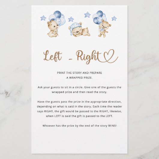 Teddybeer jongen baby shower Links Rechts (Achterkant)