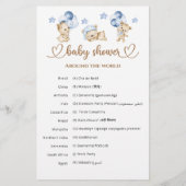 Teddybeer jongen Baby shower rond de wereld (Achterkant)