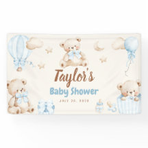 Teddybeer Jongen Baby Shower Welkom Banner Bord
