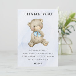 Teddybeer jongen verjaardag elke leeftijd bedankkaart