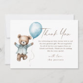Teddybeer Jongens Baby Borrel Bedankkaart (Voorkant)