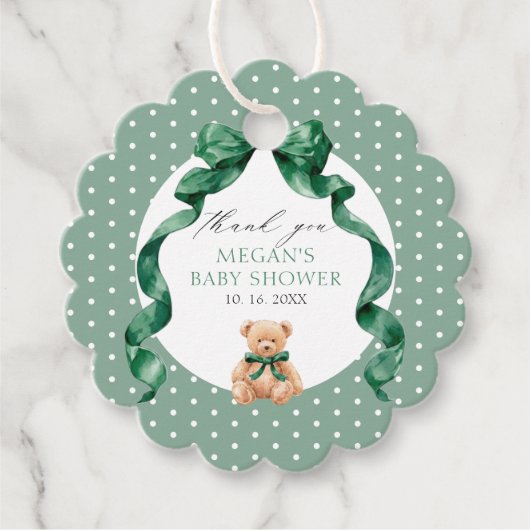 Teddybeer Jongens Baby Shower  Bedankjes Labels (Voorkant)