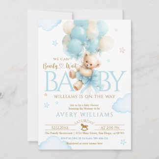 Teddybeer Jongens Baby Shower Blauw Kaart