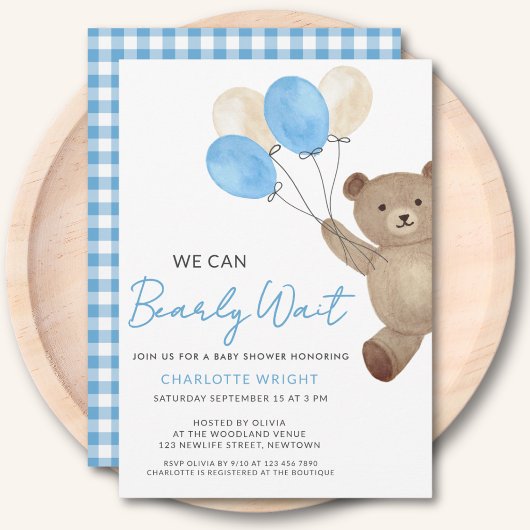 Teddybeer Jongens Baby Shower Kaart
