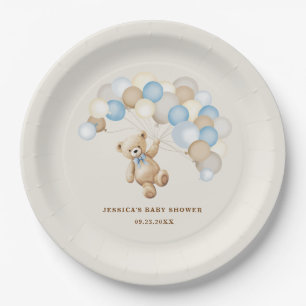 Teddybeer Jongens Baby Shower Papieren Bordje