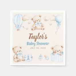 Teddybeer Jongens Baby Shower Papieren Servetjes Servet