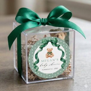 Teddybeer Jongens Baby Shower Ronde Sticker