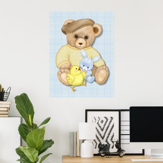 Teddybeer Jongens Slaapkamer Pret Poster (Thuiskantoor)