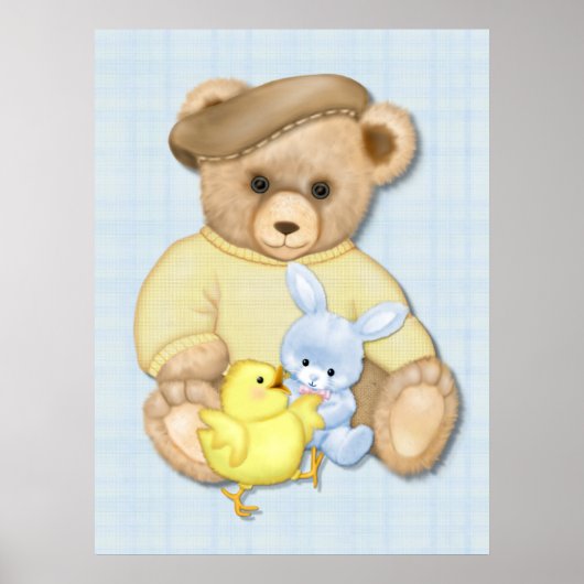 Teddybeer Jongens Slaapkamer Pret Poster (Voorkant)