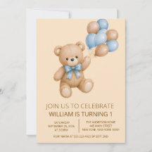 Teddybeer Jongens Verjaardagsuitnodiging Elke Leef