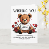 Teddybeer jubileum kaart (Gele Bloem)