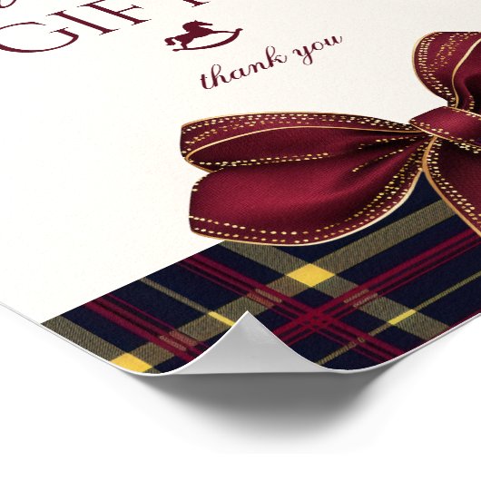 Teddybeer Kaarten en geschenken Red Bow Plaid Poster (Hoek)