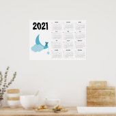 Teddybeer Kalender 2021 Poster - zondag begint (Keuken)