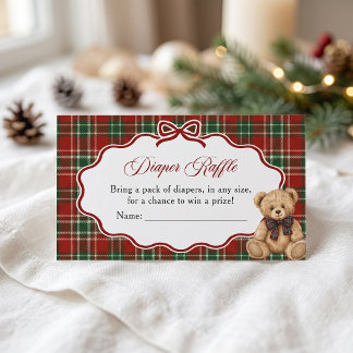 Teddybeer Kerst Baby Shower Luier Raffle Informatiekaartje