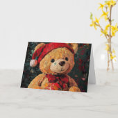  teddybeer kerst Kaart (Gele Bloem)