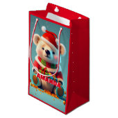 Teddybeer Kerstmis Gepersonaliseerde Kinder Rood Klein Cadeauzakje (Voorkant Gekanteld)