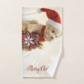 Teddybeer, kerstmuts, kerstornament bad handdoek (Handdoek)