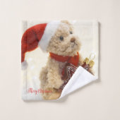 Teddybeer, kerstmuts, kerstornament bad handdoek (Wasdoekje)