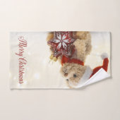 Teddybeer, kerstmuts, kerstornament bad handdoek (Handdoek)