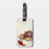 Teddybeer, kerstmuts, kerstornament bagagelabel (Achterkant verticaal)