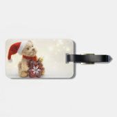 Teddybeer, kerstmuts, kerstornament bagagelabel (Achterkant horizontaal)