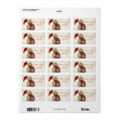 Teddybeer, kerstmuts, kerstornament etiket (Full Sheet)