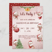 Teddybeer kerstverjaardag kaart (Voorkant / Achterkant)