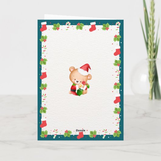 Teddybeer kerstwensen voor kleinkind feestdagen kaart (Achterkant)