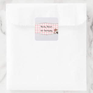 Teddybeer Kiekeboe verjaardag Vierkante Sticker