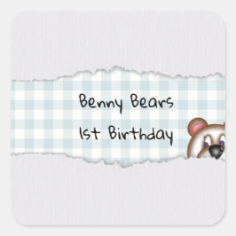 Teddybeer Kiekeboe verjaardag Vierkante Sticker