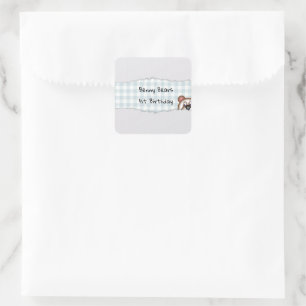 Teddybeer Kiekeboe verjaardag Vierkante Sticker