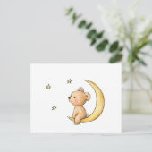 teddybeer kijkt naar de sterren briefkaart (Staand voorkant)