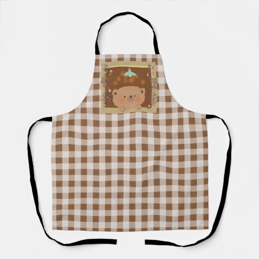 Teddybeer kijkt uit het raam schort (Voorkant)