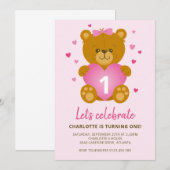 Teddybeer Kinderverjaardagsfeest Uitnodiging (Voorkant / Achterkant)