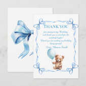 Teddybeer kleurrijke ballonbeer eerste verjaardag bedankkaart (Voorkant / Achterkant)