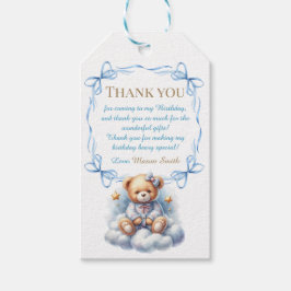 Teddybeer kleurrijke ballonbeer eerste verjaardag cadeaulabel