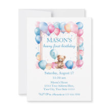 Teddybeer kleurrijke ballonbeer eerste verjaardag