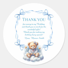 Teddybeer kleurrijke ballonbeer eerste verjaardag ronde sticker