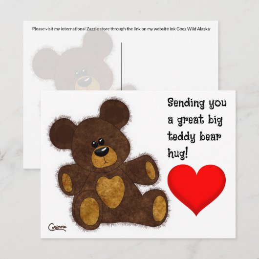 Teddybeer knuffel - Briefkaart (Voorkant / Achterkant)