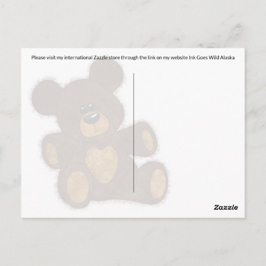 Teddybeer knuffel - Briefkaart (Achterkant)