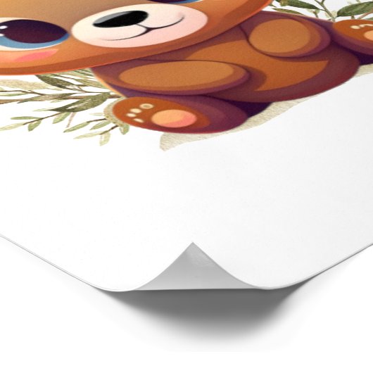 Teddybeer Knuffel Wit Fantasievol Bosdier 🧸 Poster (Hoek)