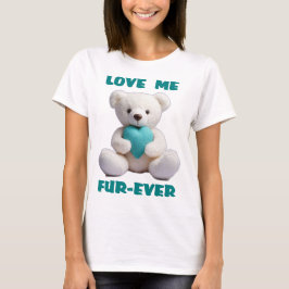 Teddybeer knuffelen Blauwgroen hart Valentijnsdag  T-shirt