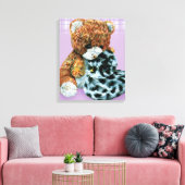 Teddybeer knuffels canvas wrap paarse print (Insitu (Woonkamer))