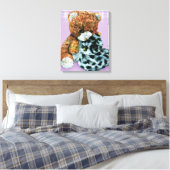 Teddybeer knuffels canvas wrap paarse print (Insitu (Slaapkamer))