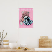 Teddybeer knuffelt baby roze print (Keuken)
